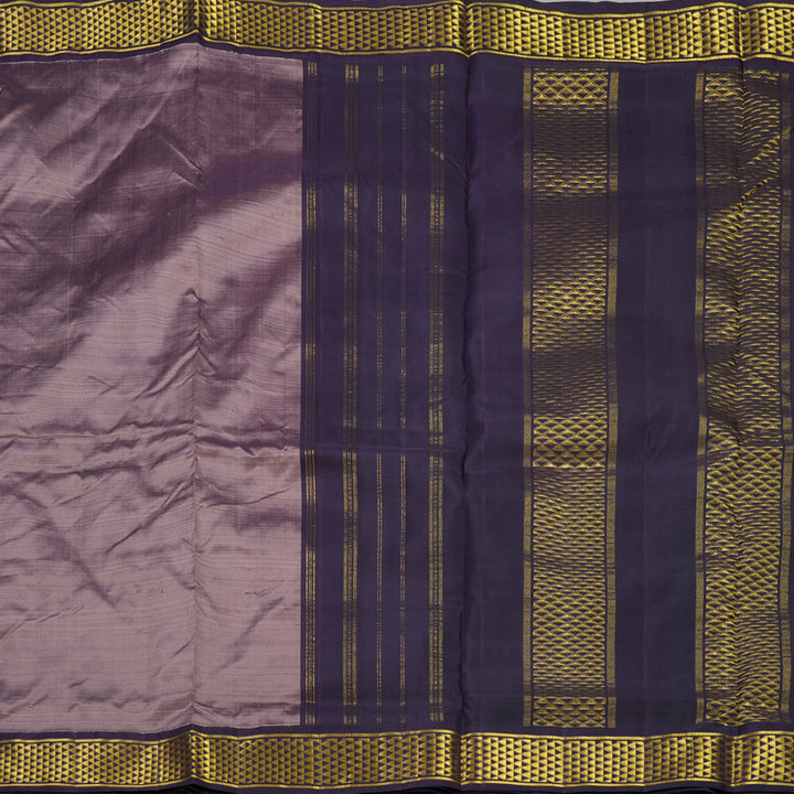 Hayagrivas Handloom Dusky Purple Ten Yards Silk Saree KBF373F3-1