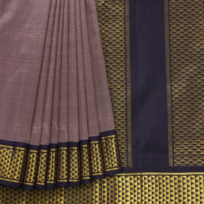 Hayagrivas Handloom Dusky Purple Ten Yards Silk Saree KBF373F3-1