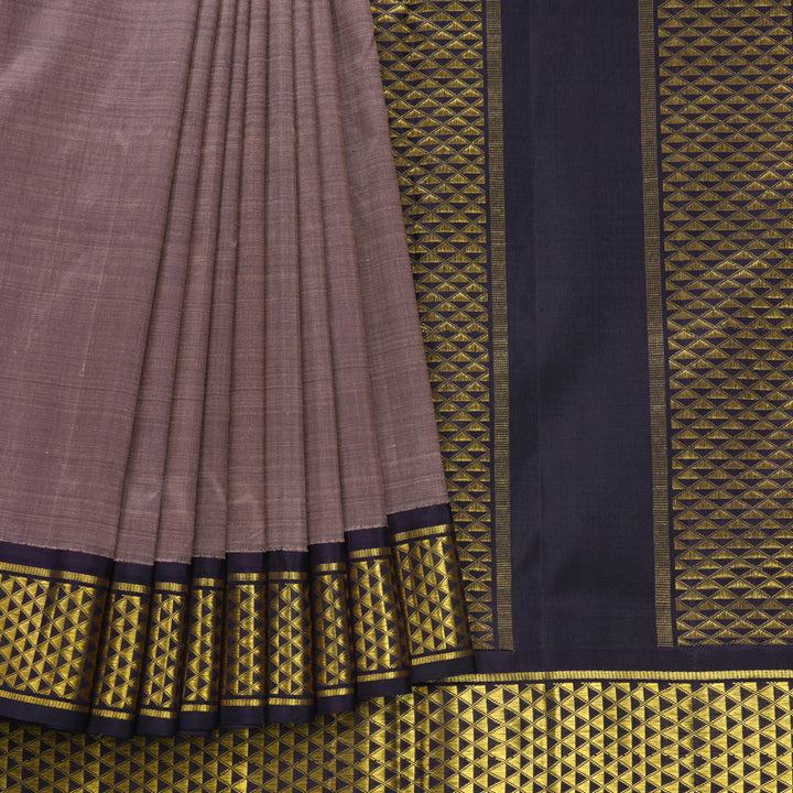 Hayagrivas Handloom Dusky Purple Ten Yards Silk Saree KBF373F3-1