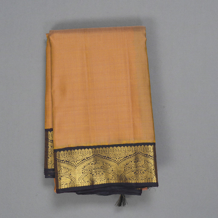 Hayagrivas Handloom Yellowish-Orange Kanjivaram Silk Saree with Nagapazham Border KBF374F1-3