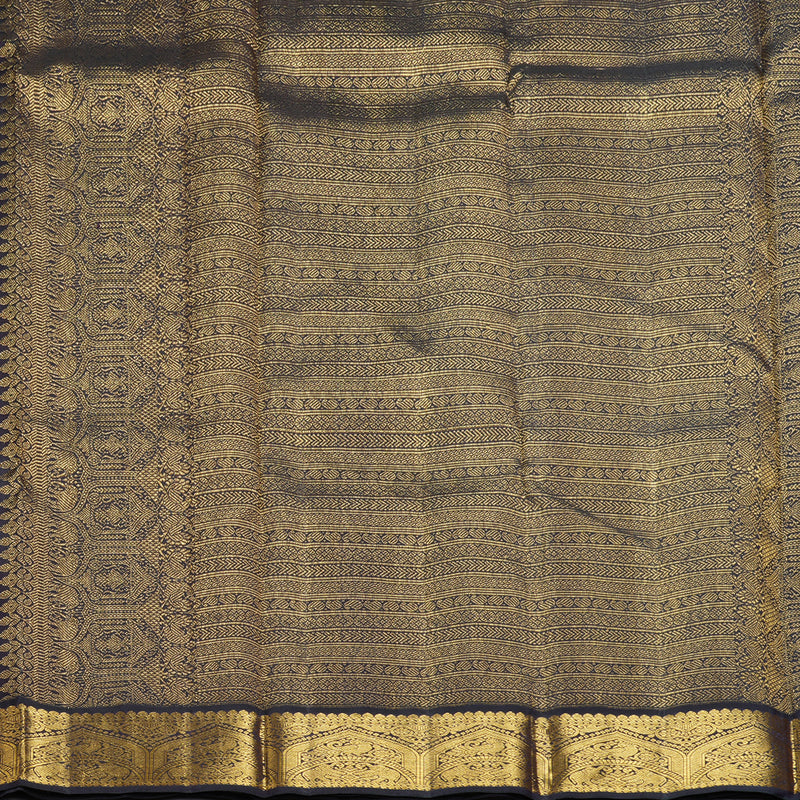 Hayagrivas Handloom Yellowish-Orange Kanjivaram Silk Saree with Nagapazham Border KBF374F1-3