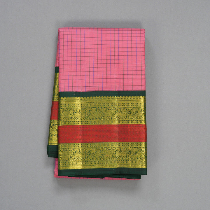 Hayagrivas Handloom Rose Pink Kanjivaram Silk Saree with Karum Pachai Border KBF377F11-1