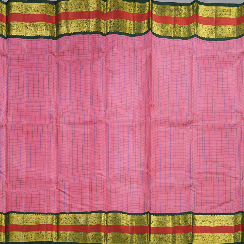 Hayagrivas Handloom Rose Pink Kanjivaram Silk Saree with Karum Pachai Border KBF377F11-1