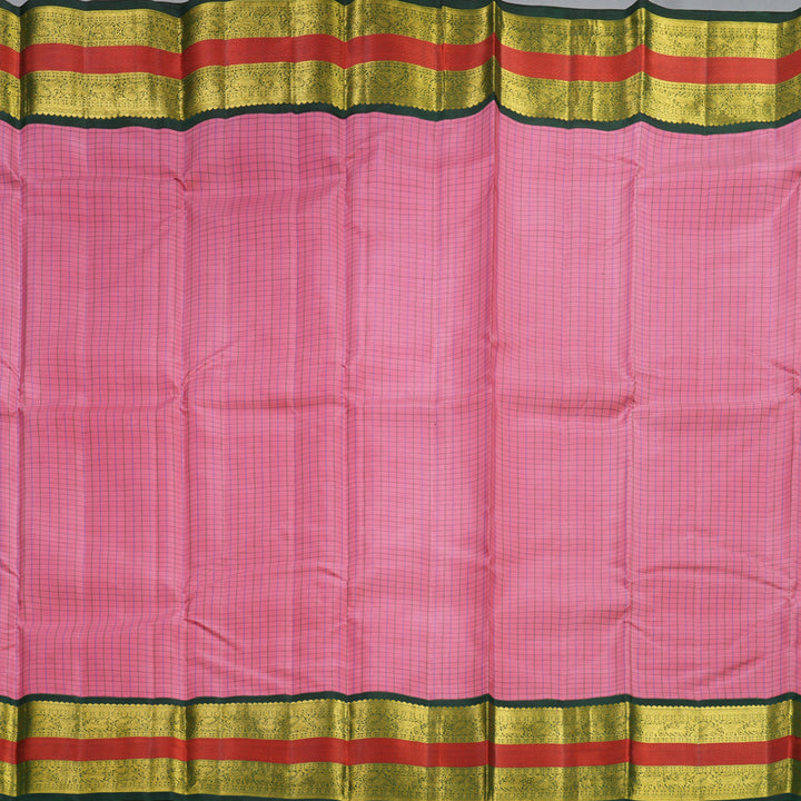 Hayagrivas Handloom Rose Pink Kanjivaram Silk Saree with Karum Pachai Border KBF377F11-1