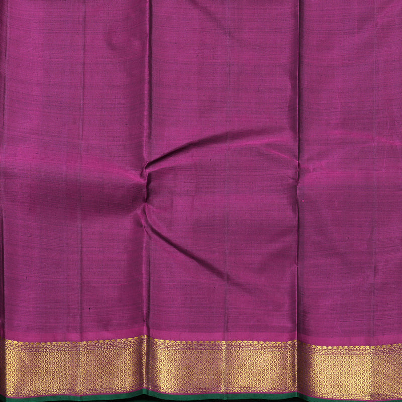 Hayagrivas Handloom Olive Green (Carpet Checks) Kanjivaram Silk Saree with Purple Border KBF377F2-1