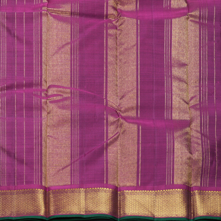 Hayagrivas Handloom Olive Green (Carpet Checks) Kanjivaram Silk Saree with Purple Border KBF377F2-1