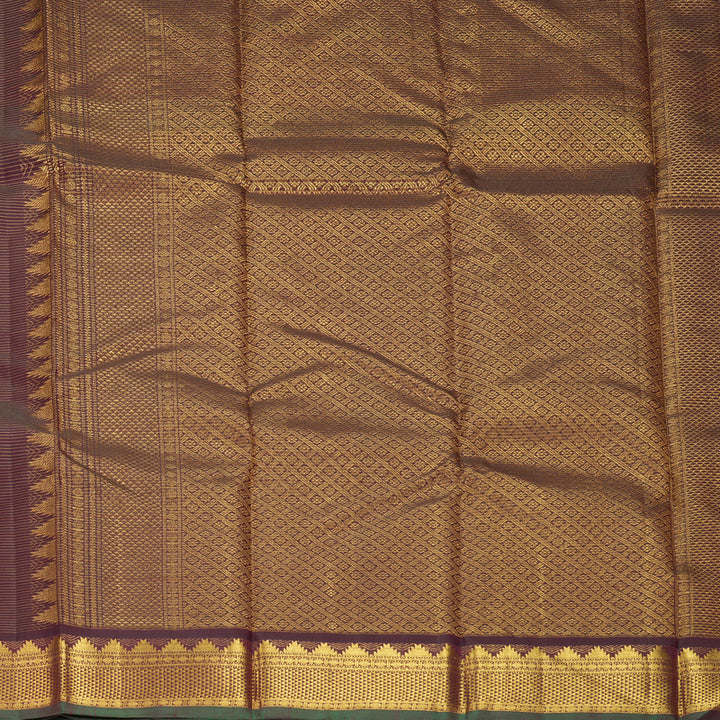 Hayagrivas Handloom Dark Purple Kanjivaram Silk Saree KBF377F3-1