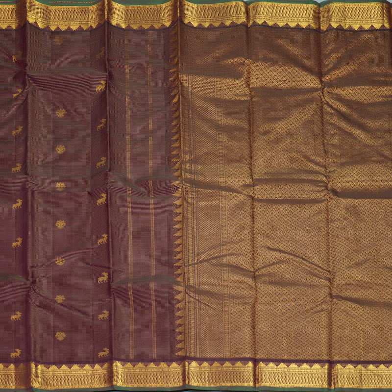Hayagrivas Handloom Dark Purple Kanjivaram Silk Saree KBF377F3-1