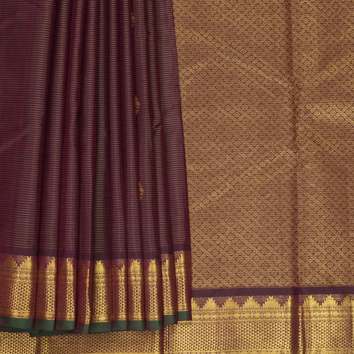 Hayagrivas Handloom Dark Purple Kanjivaram Silk Saree KBF377F3-1