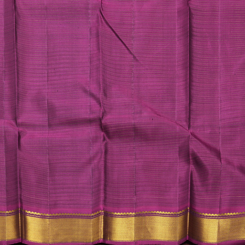Hayagrivas Handloom Black &amp; Grey Stripes Kanjivaram Silk Saree with Purple Border KBF377F4-2
