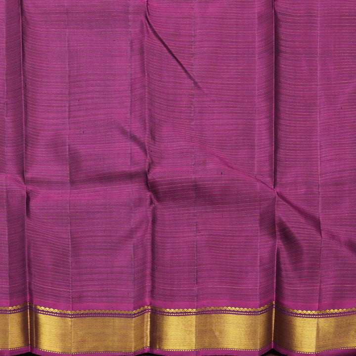 Hayagrivas Handloom Black &amp; Grey Stripes Kanjivaram Silk Saree with Purple Border KBF377F4-2