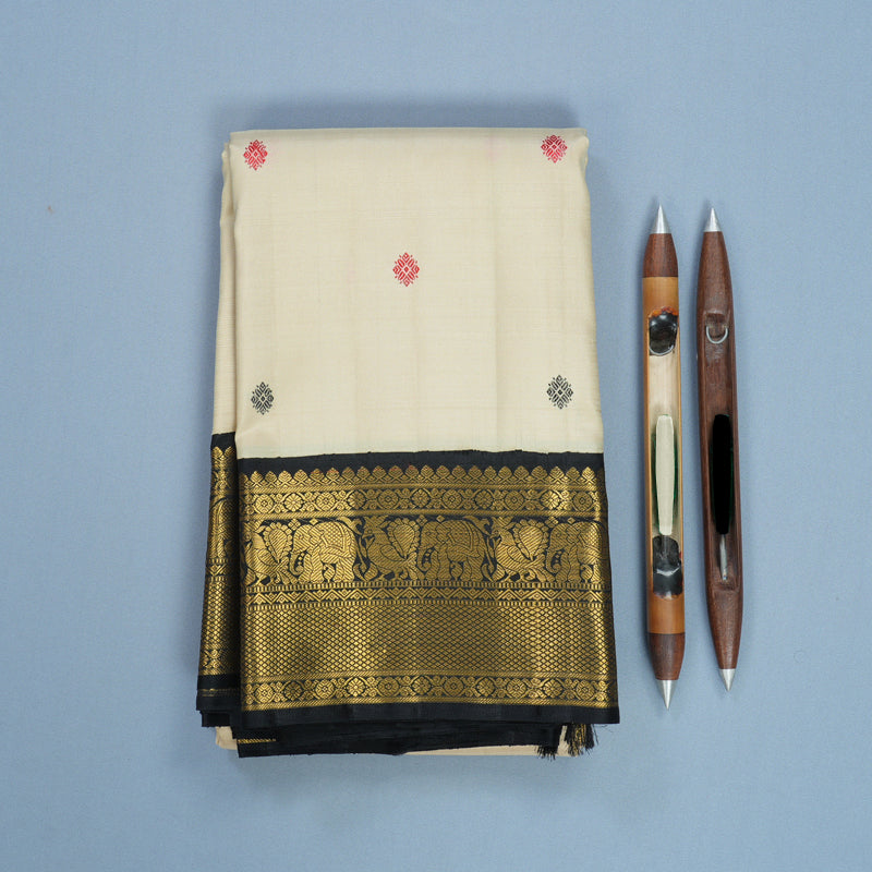 Hayagrivas Handloom Sandal Kanjivaram Silk Saree with Black Border KBF378F1-1