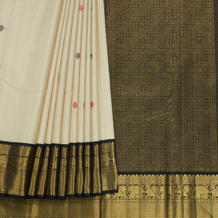 Hayagrivas Handloom Sandal Kanjivaram Silk Saree with Black Border KBF378F1-1