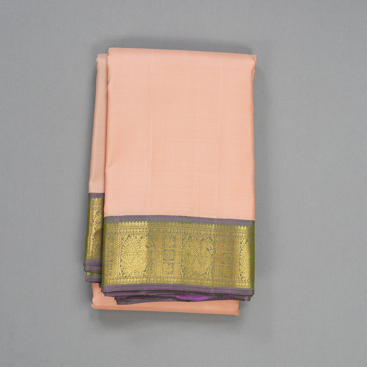 Hayagrivas Handloom Peach Kanjivaram Silk Saree KBF378F3-1