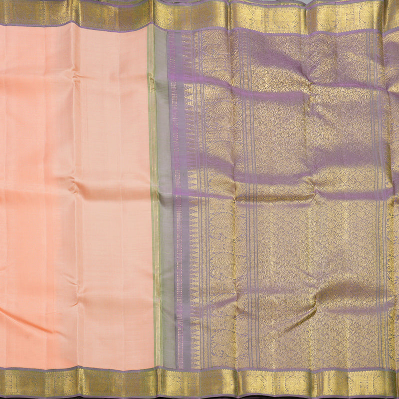 Hayagrivas Handloom Peach Kanjivaram Silk Saree KBF378F3-1
