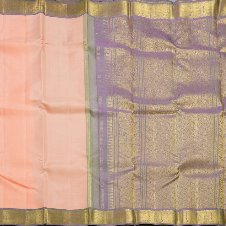 Hayagrivas Handloom Peach Kanjivaram Silk Saree KBF378F3-1