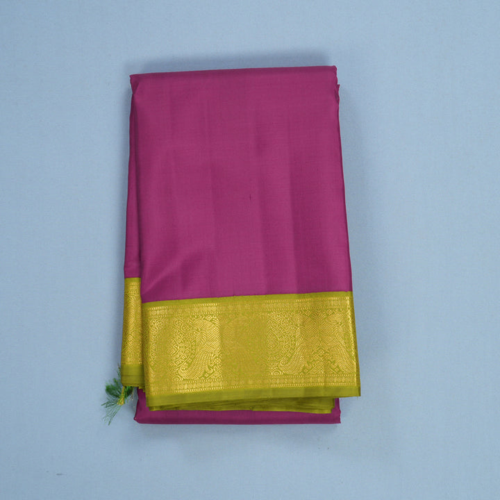 Hayagrivas Handloom Vadamalli Purple Kanjivaram Silk Saree with Olive Green Border KBF378F3-2