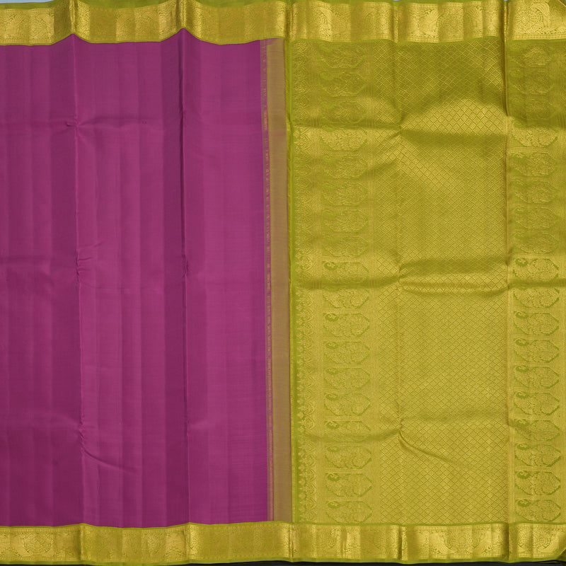 Hayagrivas Handloom Vadamalli Purple Kanjivaram Silk Saree with Olive Green Border KBF378F3-2