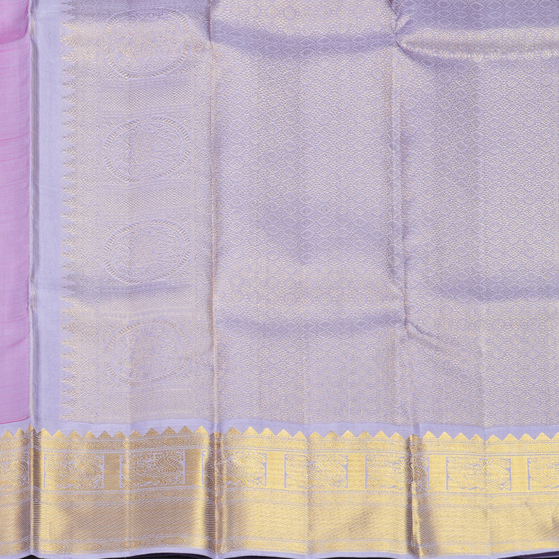 Hayagrivas Handloom Magenta-Pink Kanjivaram Silk Saree with Lilac Border KBF379F2-1