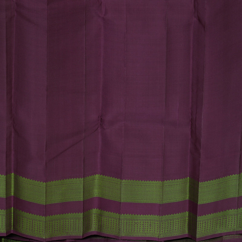 Hayagrivas Handloom Parrot Green Kanjivaram Silk Saree with Plum Purple Border KBF379F2-2
