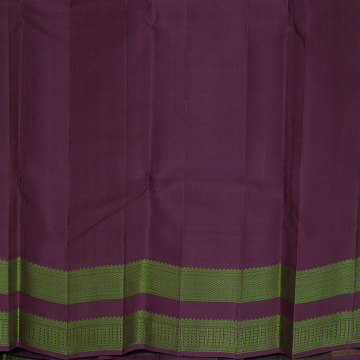 Hayagrivas Handloom Parrot Green Kanjivaram Silk Saree with Plum Purple Border KBF379F2-2