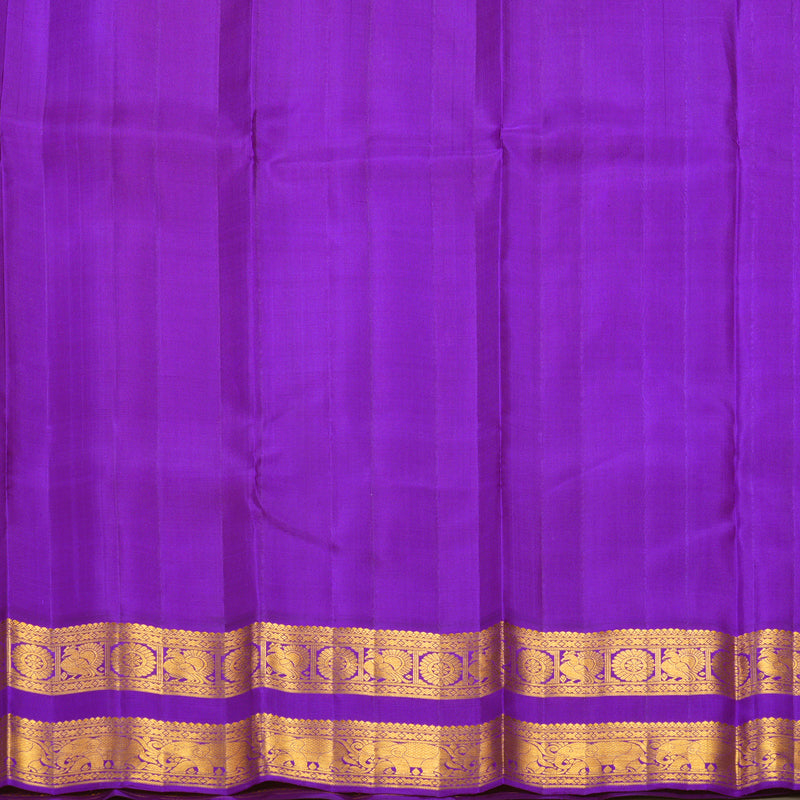 Hayagrivas Handloom Peach Kanjivaram Silk Saree with Purplish-Blue Border KBF379F2-3