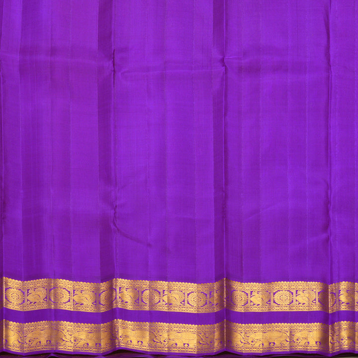 Hayagrivas Handloom Peach Kanjivaram Silk Saree with Purplish-Blue Border KBF379F2-3