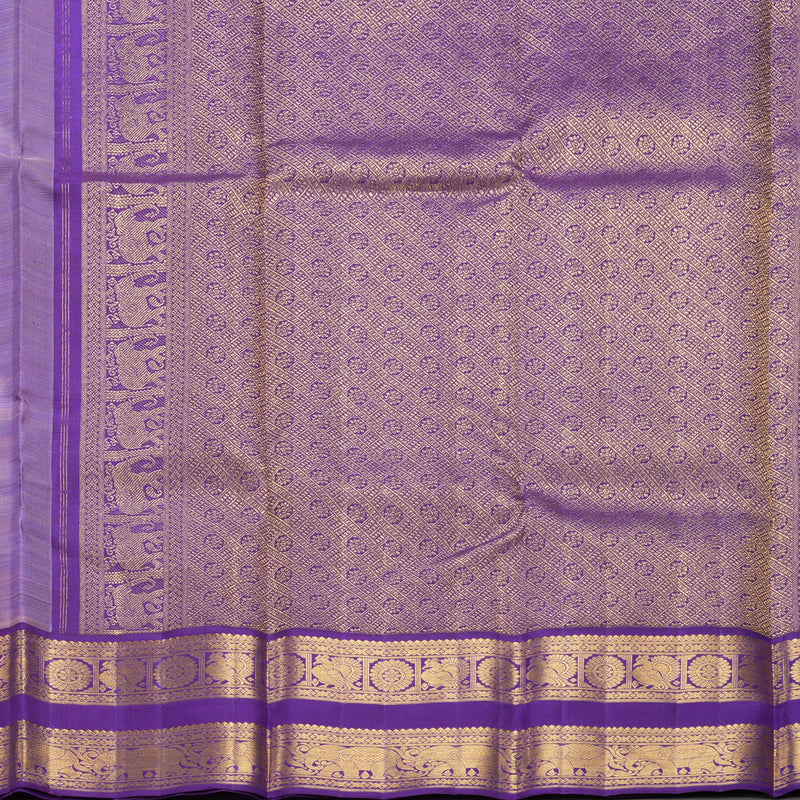 Hayagrivas Handloom Peach Kanjivaram Silk Saree with Purplish-Blue Border KBF379F2-3