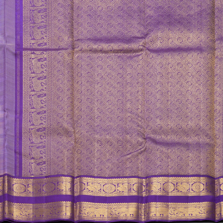 Hayagrivas Handloom Peach Kanjivaram Silk Saree with Purplish-Blue Border KBF379F2-3