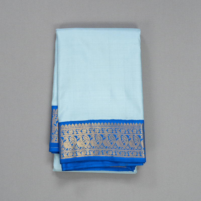 Hayagrivas Handloom Powder Blue Kanjivaram Silk Saree with Ananda Blue Border KBF379F4-1