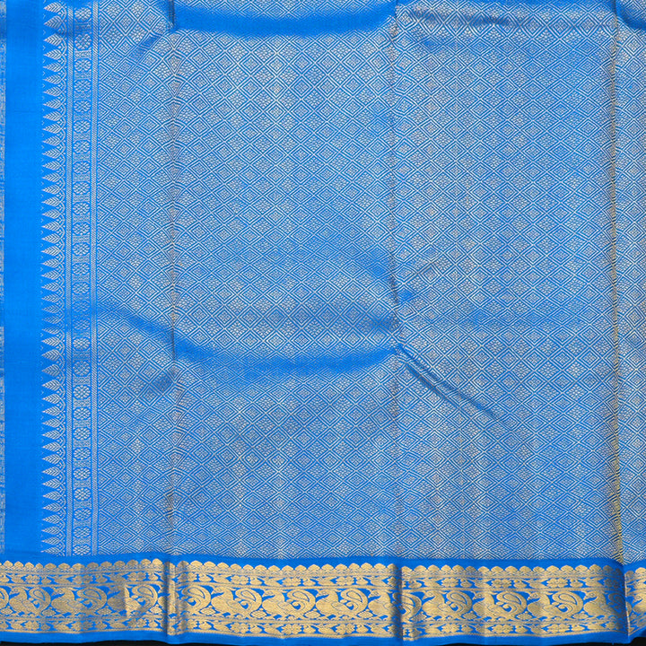 Hayagrivas Handloom Powder Blue Kanjivaram Silk Saree with Ananda Blue Border KBF379F4-1