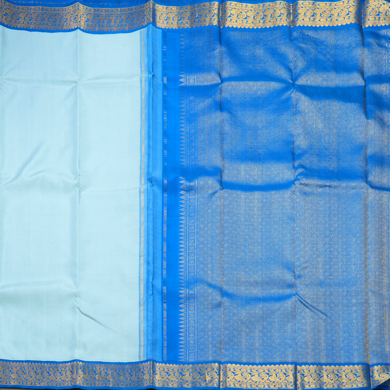 Hayagrivas Handloom Powder Blue Kanjivaram Silk Saree with Ananda Blue Border KBF379F4-1