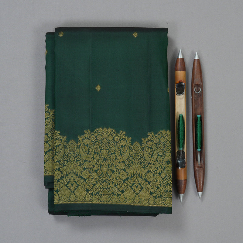 Hayagrivas Handloom Bottle Green Kanjivaram Silk Saree KBF37D2-4