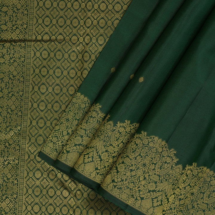 Hayagrivas Handloom Bottle Green Kanjivaram Silk Saree KBF37D2-4