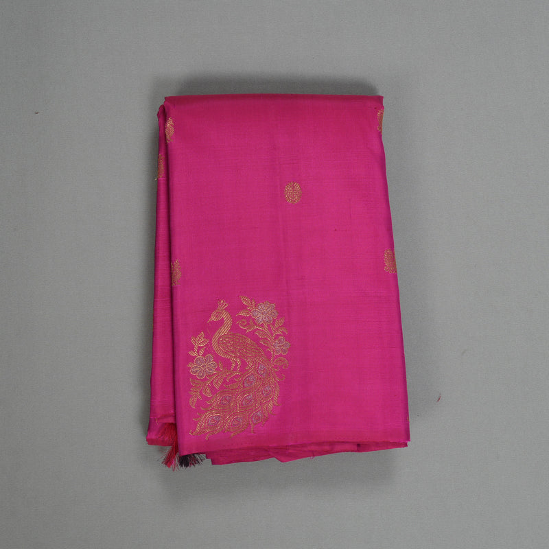 Hayagrivas Handloom Rani Pink Kanjivaram Silk Saree KBF380F3-1