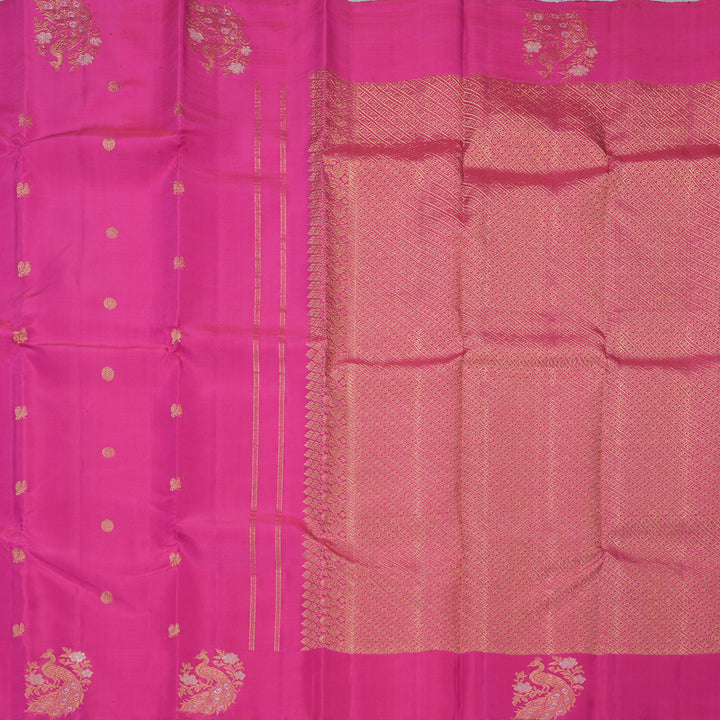 Hayagrivas Handloom Rani Pink Kanjivaram Silk Saree KBF380F3-1