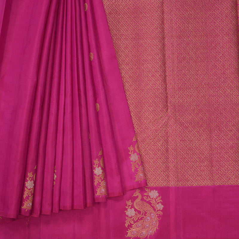 Hayagrivas Handloom Rani Pink Kanjivaram Silk Saree KBF380F3-1