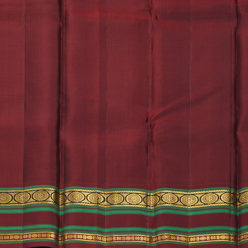 Hayagrivas Handloom Cream &amp; Maroon (Kasa Kasa Kattam) Kanjivaram Silk Saree with Maroon Border KBF381F1-5