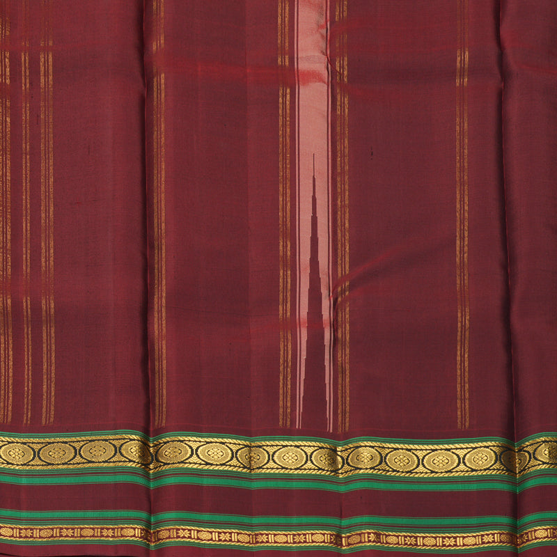 Hayagrivas Handloom Cream &amp; Maroon (Kasa Kasa Kattam) Kanjivaram Silk Saree with Maroon Border KBF381F1-5