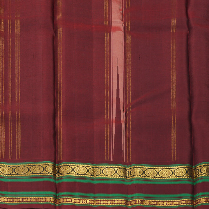 Hayagrivas Handloom Cream &amp; Maroon (Kasa Kasa Kattam) Kanjivaram Silk Saree with Maroon Border KBF381F1-5