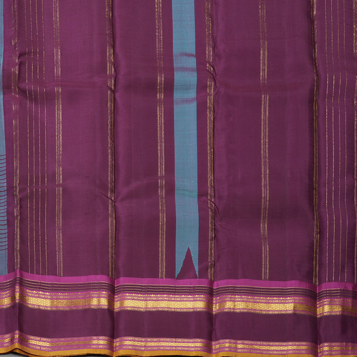 Hayagrivas Handloom Bright Teal Kanjivaram Silk Saree with Purple Border KBF381F1-6