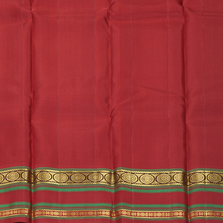 Hayagrivas Handloom Maroon &amp; Half-White Checks Kanjivaram Silk Saree KBF381F1-7