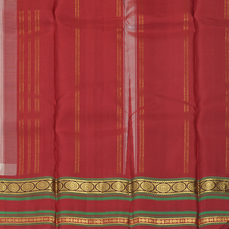 Hayagrivas Handloom Maroon &amp; Half-White Checks Kanjivaram Silk Saree KBF381F1-7