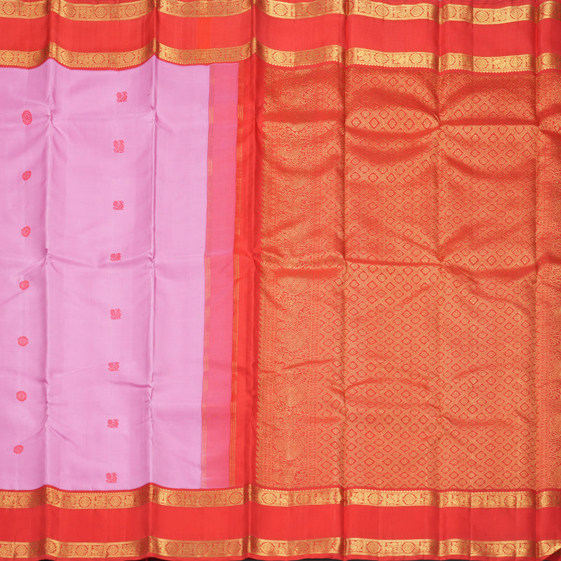 Hayagrivas Handloom Lotus Pink Kanjivaram Silk Saree with Red Border KBF381F3-3