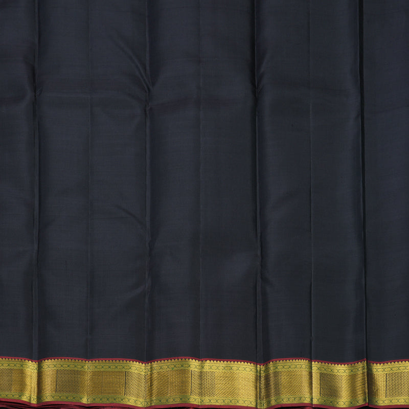 Hayagrivas Handloom Grey Kanjivaram Silk Saree with Araku Maroon Border KBF384F1-1