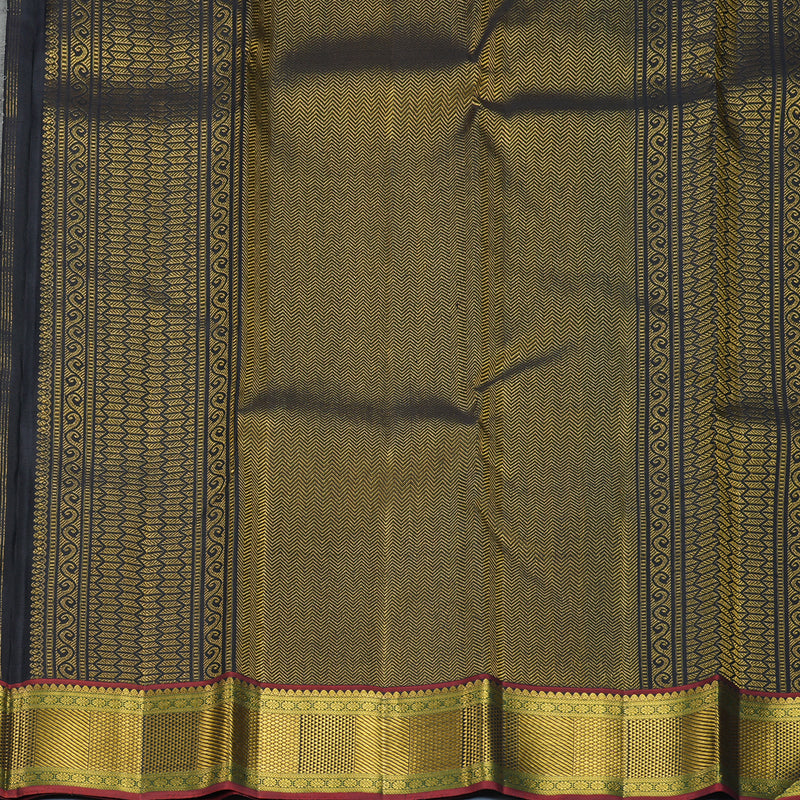 Hayagrivas Handloom Grey Kanjivaram Silk Saree with Araku Maroon Border KBF384F1-1