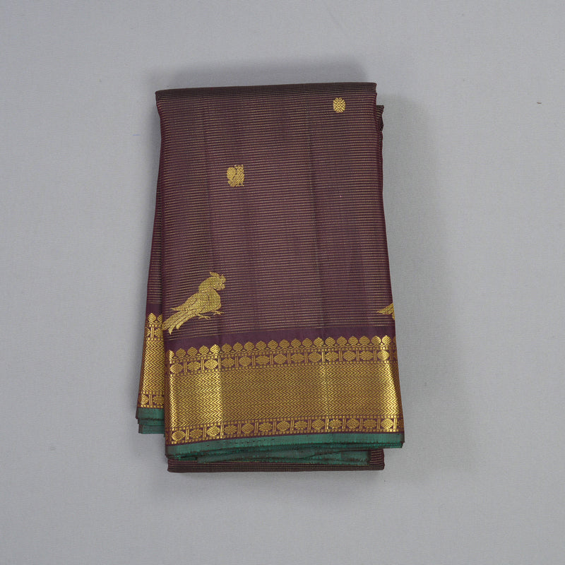 Hayagrivas Handloom Deep Plum Purple Kanjivaram Silk Saree KBF384F3-1
