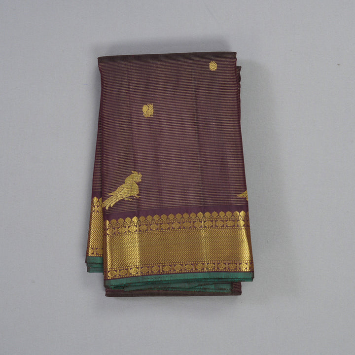 Hayagrivas Handloom Deep Plum Purple Kanjivaram Silk Saree KBF384F3-1