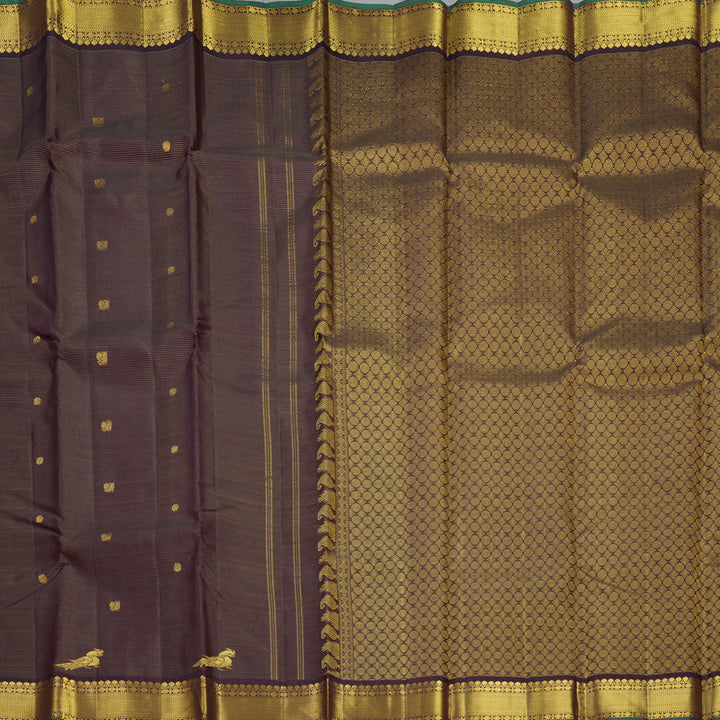 Hayagrivas Handloom Deep Plum Purple Kanjivaram Silk Saree KBF384F3-1