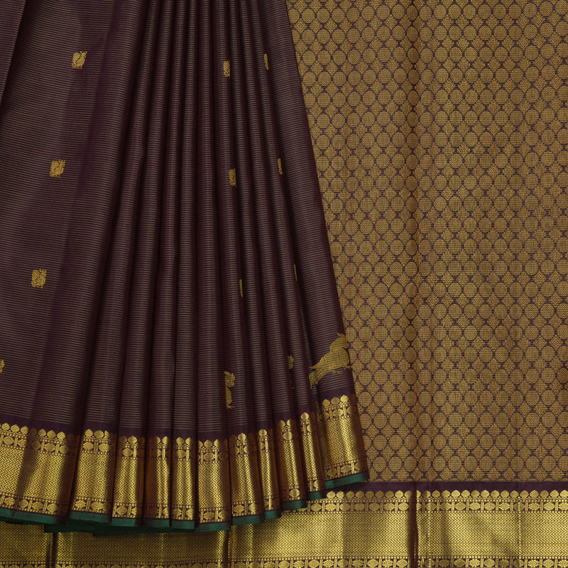 Hayagrivas Handloom Deep Plum Purple Kanjivaram Silk Saree KBF384F3-1